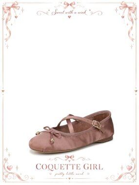 Mary Jane Ballet Flat with Bow Detail Round Toe Buckle Closure